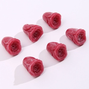 Lot de 6 pendentifs tulipe rose 3D rose foncé pour bijoux DIY et accessoires