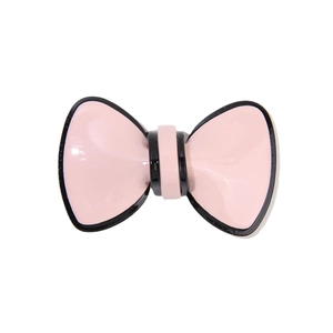 Pink and black minimalist bow accessory with glossy finish for DIY jewelry and crafts