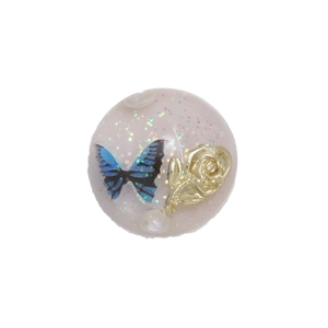 Transparenter Cabochon aus Harz mit Schmetterling, Goldrose und Perlen für DIY-Schmuck