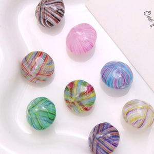 Set of 8 colorful vintage striped resin beads for DIY jewelry and hair accessories