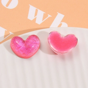 Macro di ciondoli in resina a cuore glitter rosa per accessori capelli fai da te