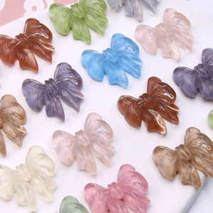 DIY Bow Knot Resin Patch Accessories For Earrings Hairclips Headwear Materials Translucent Glass Look Bow Patch For Handcraft