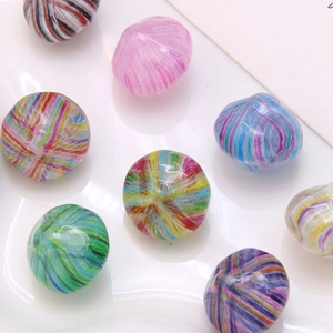 Colorful oil painting style striped resin beads for DIY jewelry and hair accessories