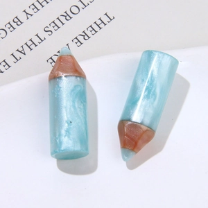 Light blue pearlescent resin pencil charms for DIY jewelry and hair accessories