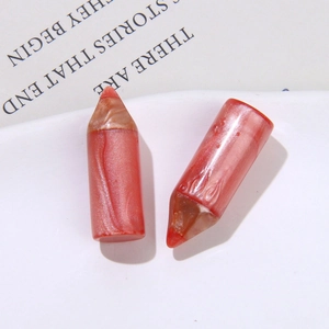 Pink pearlescent resin pencil charms with marble texture for DIY jewelry and hair accessories