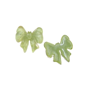 Translucent light green resin bow charms with frosted finish for DIY jewelry crafts