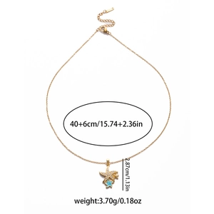 Collier à double pendentif étoile de mer avec zircons et émail bleu sur chaîne or