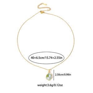 Collana floreale vintage con pendente dorato e perle, lunghezza di 40+6,5 cm