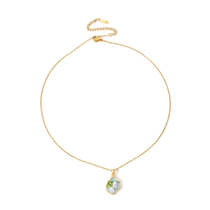 Collana stile pittura a olio vintage con smalto blu e ciondolo con perle eleganti