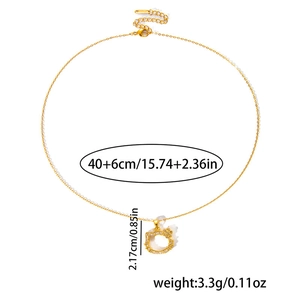 Goldene Katzen-Halskette mit weißen Zirkonia und 40+6cm Edelstahl-Gliederkette