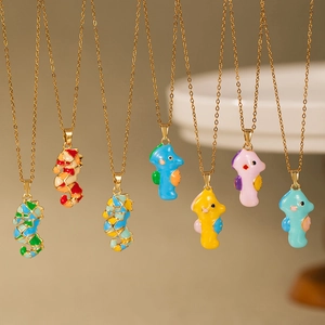 Collier Pendentif Hippocampe Chaîne En Acier Inoxydable Émail Coloré Peint Animal Océan Bijoux Marine Cadeau Pour Femmes Filles Mode