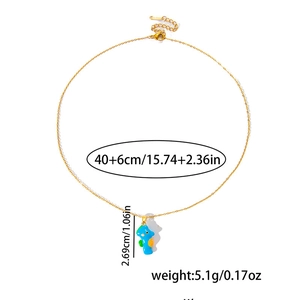 Détails du collier hippocampe dessin animé avec dimensions et chaîne en acier doré