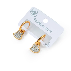 Pendientes de corazón en acero inoxidable dorado con pavé de circonitas brillantes