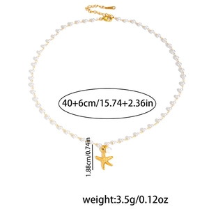Dettagli della collana di perle con ciondolo a stella marina, 40+6cm e peso 3,5g