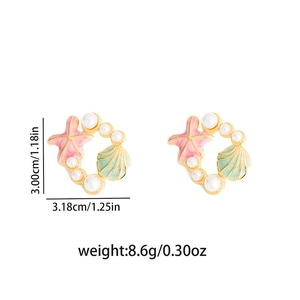 Détails des boucles d'oreilles étoile de mer avec dimensions 3,00cm et 3,18cm de large