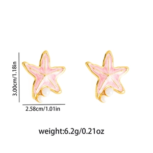 Tableau des tailles de boucles d'oreilles étoile de mer rose avec perles et acier