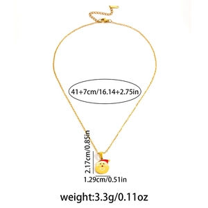 Tableau des tailles du collier doré avec pendentif bonhomme sourire de Noël et mesures