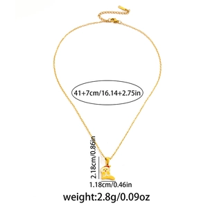 Détail du collier de Noël en acier inoxydable doré avec dimensions et caractéristiques
