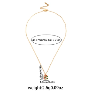 Détail des dimensions et du poids de 2,6g du collier pendentif boîte cadeau de Noël