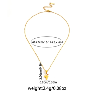 Dimensions détaillées du collier Père Noël doré avec émail rouge et mesures de chaîne