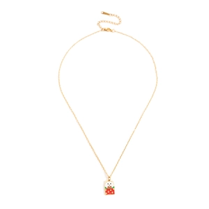 Détail du collier en or S925 avec pendentif chat de dessin animé et fermoir mousqueton
