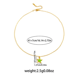 Detailweergave van zeester hanger ketting met afmetingen 41+7cm en een gewicht van 2,5g
