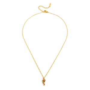 Détail du collier canne de Noël avec émail rouge vert et fermoir mousqueton