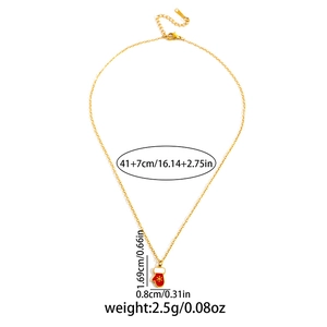 Detailed specs of gold Christmas glove pendant necklace with chain length and weight info