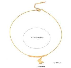 Detailed size specifications for gold butterfly necklace with dimensions and weight info