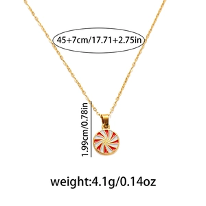 Dettagli dimensionali della collana dorata con ciondolo a spirale natalizio