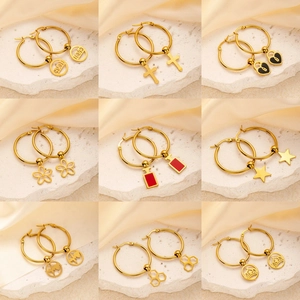 Nischen Edelstahl Vergoldete Creolen Für Damen Geometrische Schmetterling Stern Wabe Parfümflasche Anhänger Ohrringe Schmuck