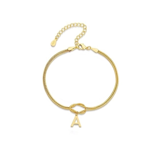 18K vergulde slangenketting armband met knoopontwerp en letter A hanger voor vrouwen