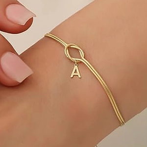 Minimalistische 18K Vergulde Roestvrijstalen Knoop Alfabet Armband Voor Dames Gepolijste Initiaal Letter Slangenketting Sieraden