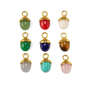 Ciondoli a ghianda in acciaio inossidabile oro 18k con pietre naturali assortite