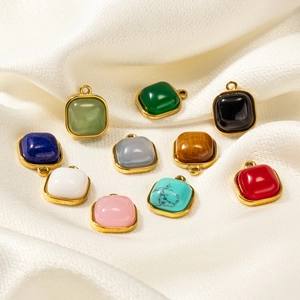 Pendentifs carrés colorés avec monture dorée pour colliers et boucles d'oreilles DIY