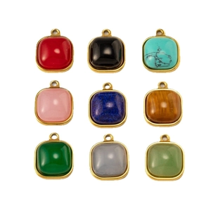 Pendentifs carrés en acier inoxydable avec 9 pierres naturelles pour bijoux DIY