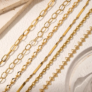 Elegant 18k gold plated stainless steel Cuban and chain necklaces set for women