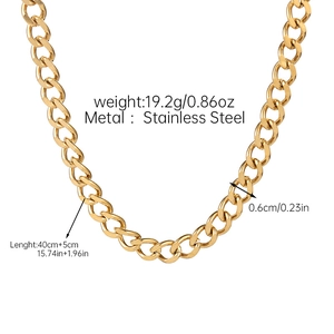 Detailed specs of 0.6cm wide gold Cuban link chain with 40+5cm extension and 19.2g weight