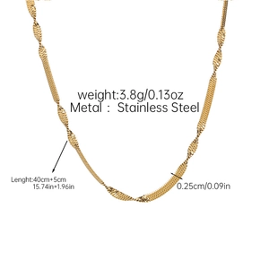 Detailed dimensions of 18k gold stainless steel twisted chain necklace with 3.8g weight