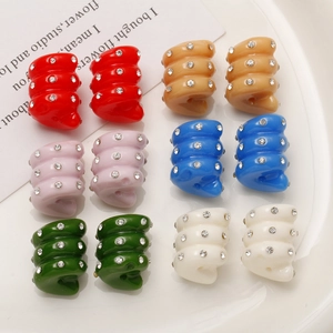 Set of 12 colorful spiral beads with rhinestones for DIY hair accessories and earrings