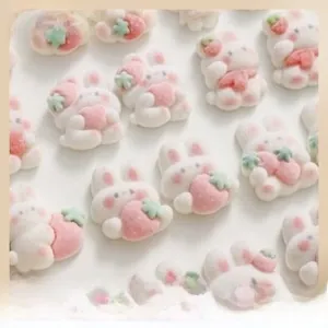 Cute strawberry rabbit resin charms with matte finish for DIY jewelry and crafts