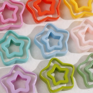 Colorful hollow star resin charms in various macaron colors for DIY jewelry making