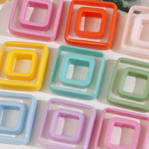 Colorful geometric square resin charms for DIY hair accessories and jewelry making