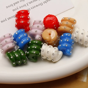 Colorful spiral beads with rhinestones for DIY earring and hair accessory crafting
