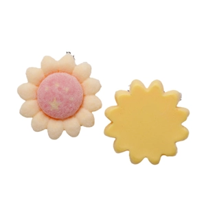 Fermagli fiori floccati con stella rossa e accessori floreali in resina gialla