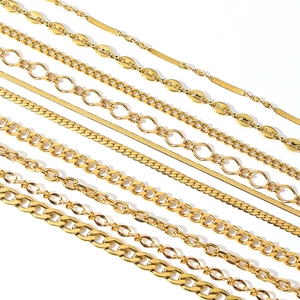 Collection of various 18k gold plated stainless steel Cuban and Figaro chain necklaces