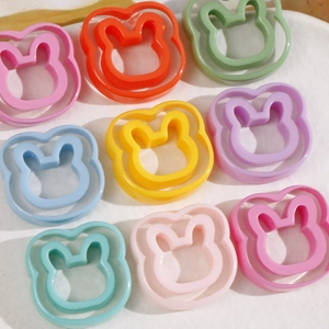 Colorful hollow rabbit resin charms in vibrant pastel colors for DIY jewelry and hair accessories
