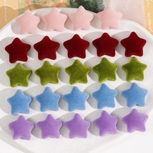 Parche de Resina Estrella Flocada Accesorios DIY para Pinzas de Pelo Decoración de Funda de Teléfono Suministros de Artesanía