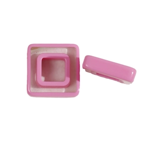 Geometric square hollow resin accessories in bright pink for DIY hair clip materials
