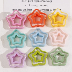 Colorful hollow star resin patches for DIY jewelry making in macaron color tones